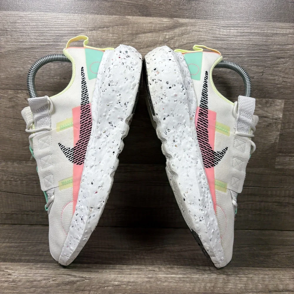 Nike Crater Impact White Pink Green Womens US Size 8.5 CW2386-101 Running Shoes